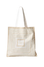 Cremefarvet tote bag med stribemønster og "lala berlin" logo i midten.