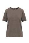 T-shirt i mørk mudfarve med rund hals og korte ærmer. Enkel og klassisk design.