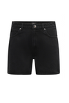 Sorte shorts med knap, bæltestropper og forlommer. Klassisk design, velegnet til hverdagsbrug.