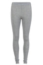 Grå leggings med elastisk linning og tætsiddende pasform. Ingen mønstre eller udsmykninger.