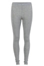 Grå leggings med elastisk linning og tætsiddende pasform. Ingen mønstre eller udsmykninger.