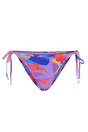 Bikini trusser med abstrakt mønster i blå, pink, orange og lilla nuancer, med justerbare sidestropper.
