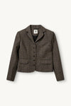 Kort blazer fra The Garment i en smuk brun og sort farvekombination med et klassisk ternet mønster - packshot