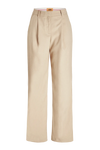 JJXX suitpants i beige med høj talje og brede ben. To baglommer ses.