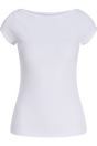 JJXX JXFIFI STR CAP BOATNECK JRS SN T-shirt in bright white, featuring a boat neck and cap sleeves, shown flat.
