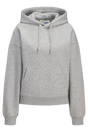 Grå JJXX sweatshirt med hætte, lomme og broderet "JJXX STUDIO" foran. Afslappet pasform.