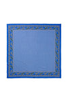Lollys Laundry JennaLL Big Scarf in blue, made of 100% cotton, featuring a floral border and geometric pattern, shown flat.