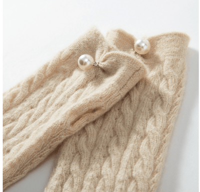 Andcopenhagen Accessories 100% Cashmere Håndledsvarmer med perle kort - Mai Sand - Andcopenhagen