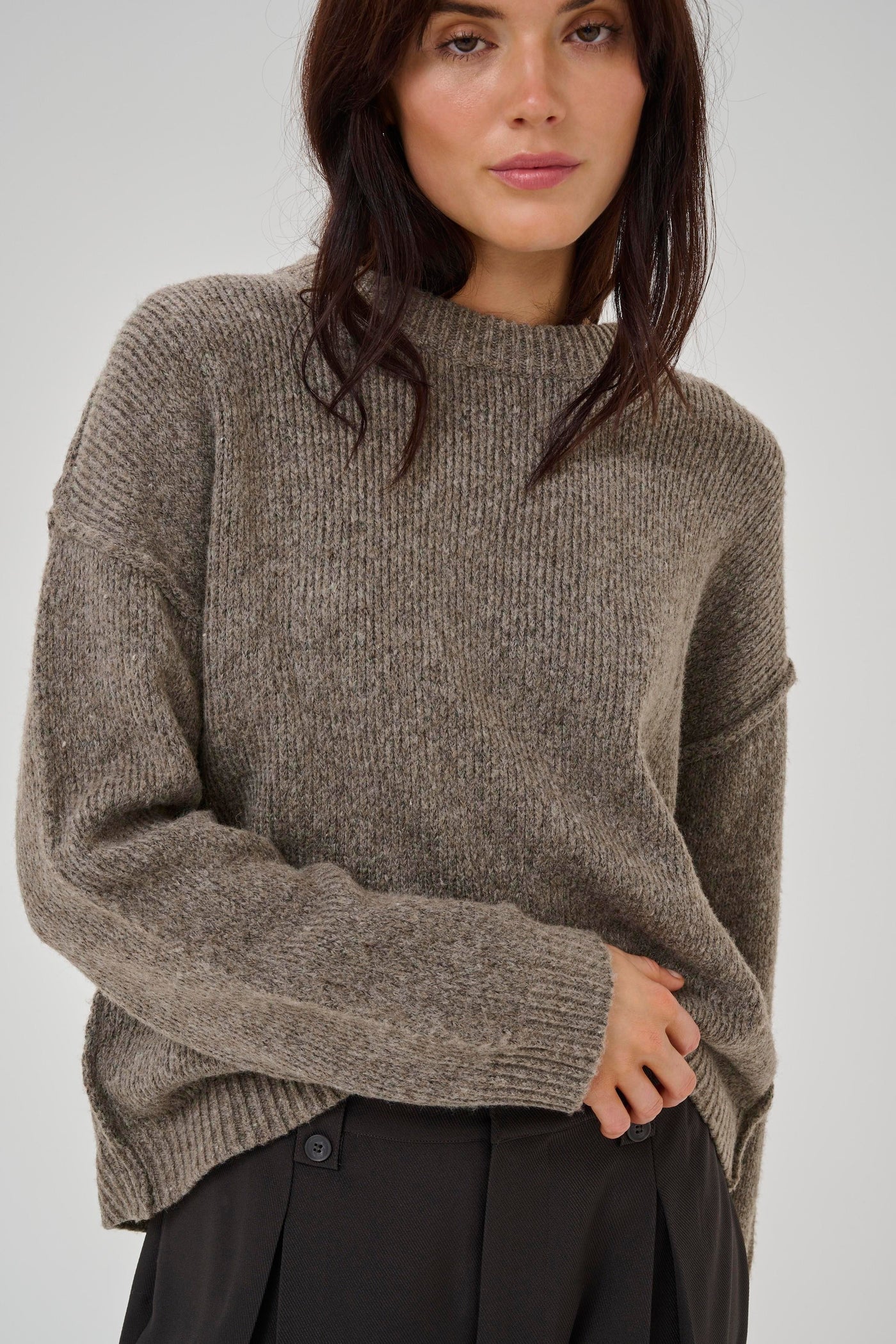 My Essential Wardrobe - Strik pullover - Brown Melange - Paloma Knit