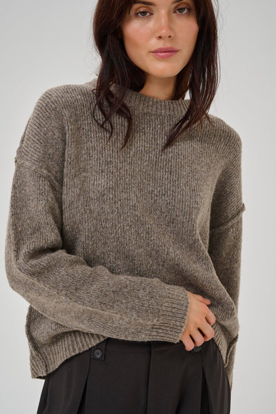 My Essential Wardrobe - Strik pullover - Brown Melange - Paloma Knit