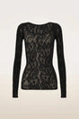 Wolford - Bluse - Sort - Infinite Rose Net Long Sleeves
