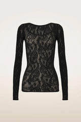 Wolford - Bluse - Sort - Infinite Rose Net Long Sleeves
