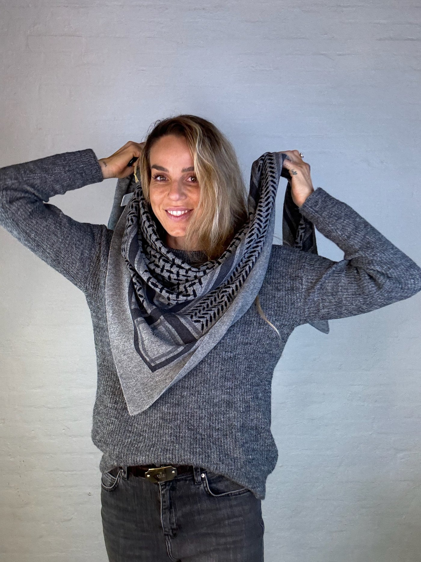 LALA BERLIN - Cashmere halstørklæde - Trinity classic M - City middlegrey melange grey