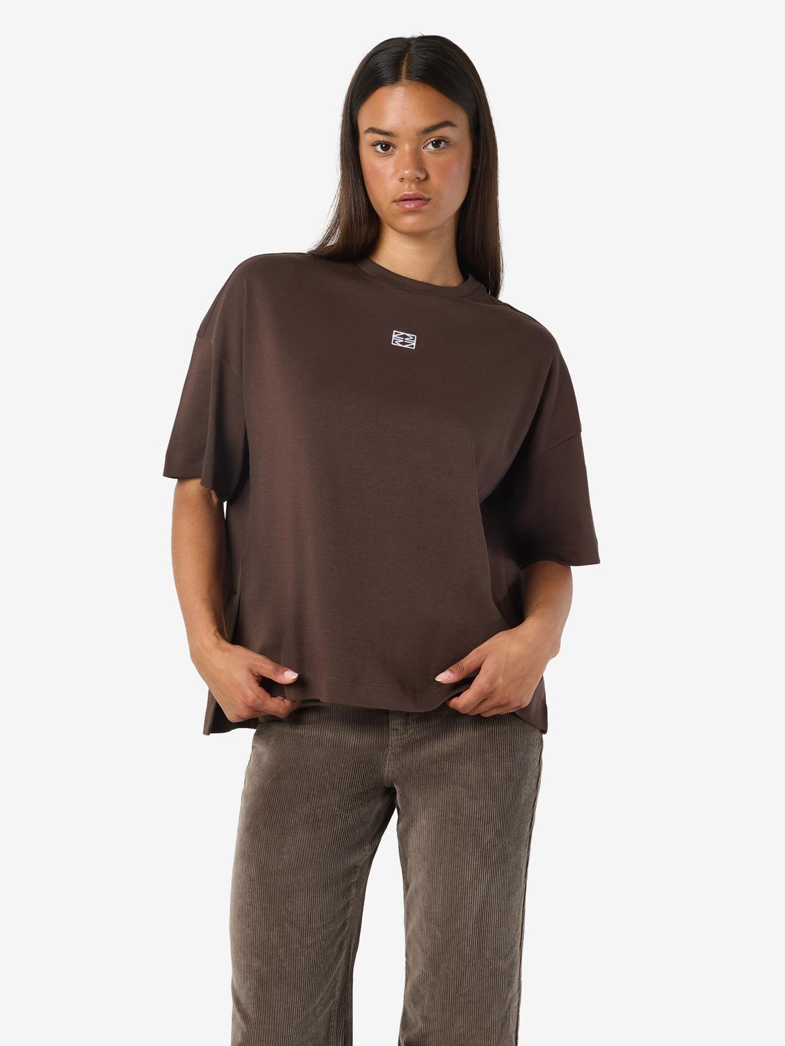 Noisy May - T-shirt - Brun - Kim S/S Slit - Stilkompagniet.dk