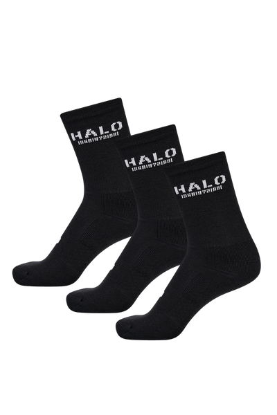 HALO - Strømper - 3pak - Black - Essential Cotton