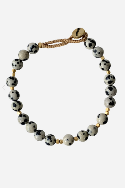 Ibu Jewels - Håndlavet perle armbånd - BIG BO DALMATIAN JASPER - BOM27