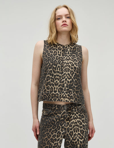 Leopard denim Leo top - Rihne - Global Funk