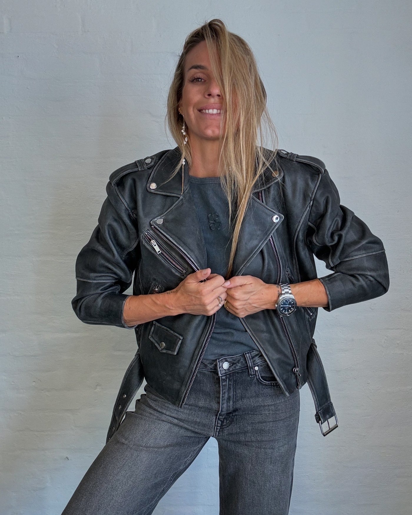 Leather jacket - Gray - MWGilo - MY ESSENTIAL WARDROBE