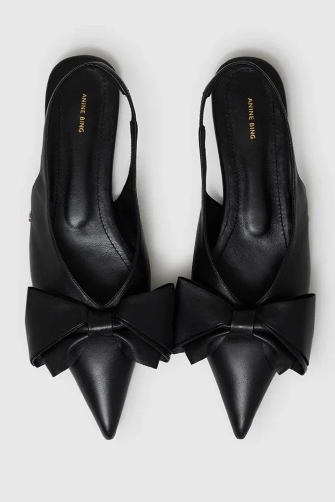 Anine Bing - Ballerina - Black - NINA SLINGBACK FLATS WITH BOW