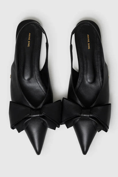 Anine Bing - Ballerina - Black - NINA SLINGBACK FLATS WITH BOW