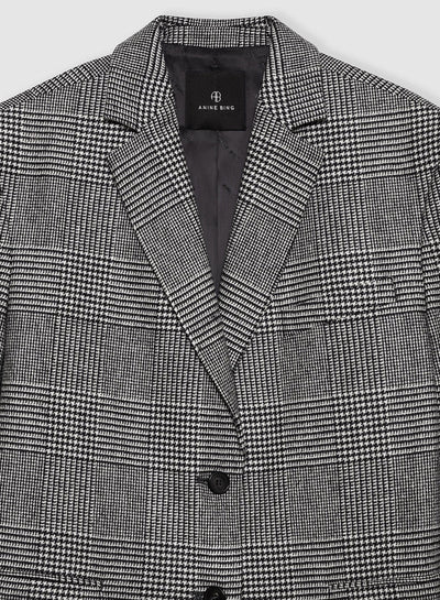 Anine Bing Quinn Blazer Black And Grey Plaid