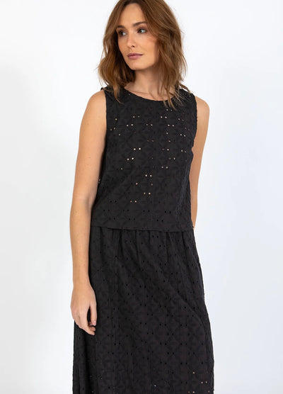 CC Heart - Top - Black embroidery anglaise - Allie