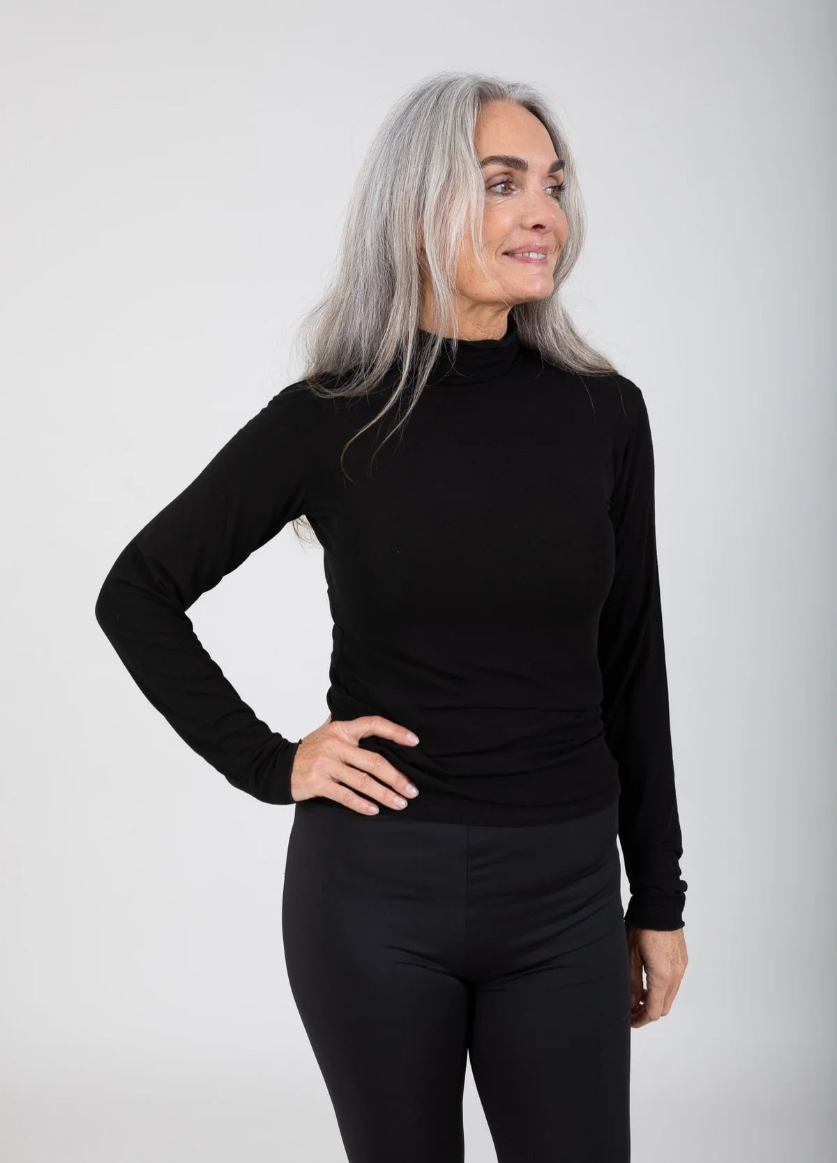 CC HEART - Turtleneck blouse - Wool - Black - Lana