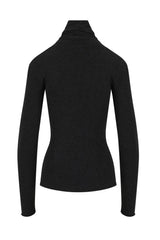 CC HEART - Turtleneck blouse - Wool - Black - Lana