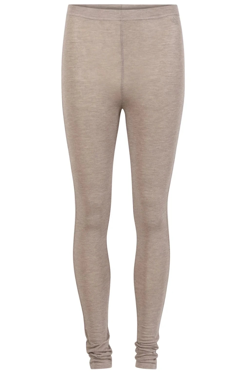 Leggings med elastisk talje, tætsiddende pasform, i farven hasselnød melange.