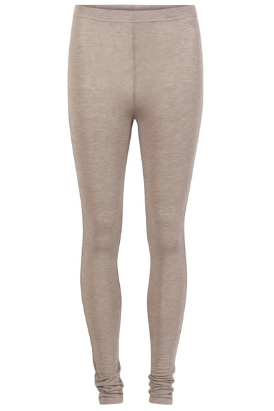 Leggings med elastisk talje, tætsiddende pasform, i farven hasselnød melange.