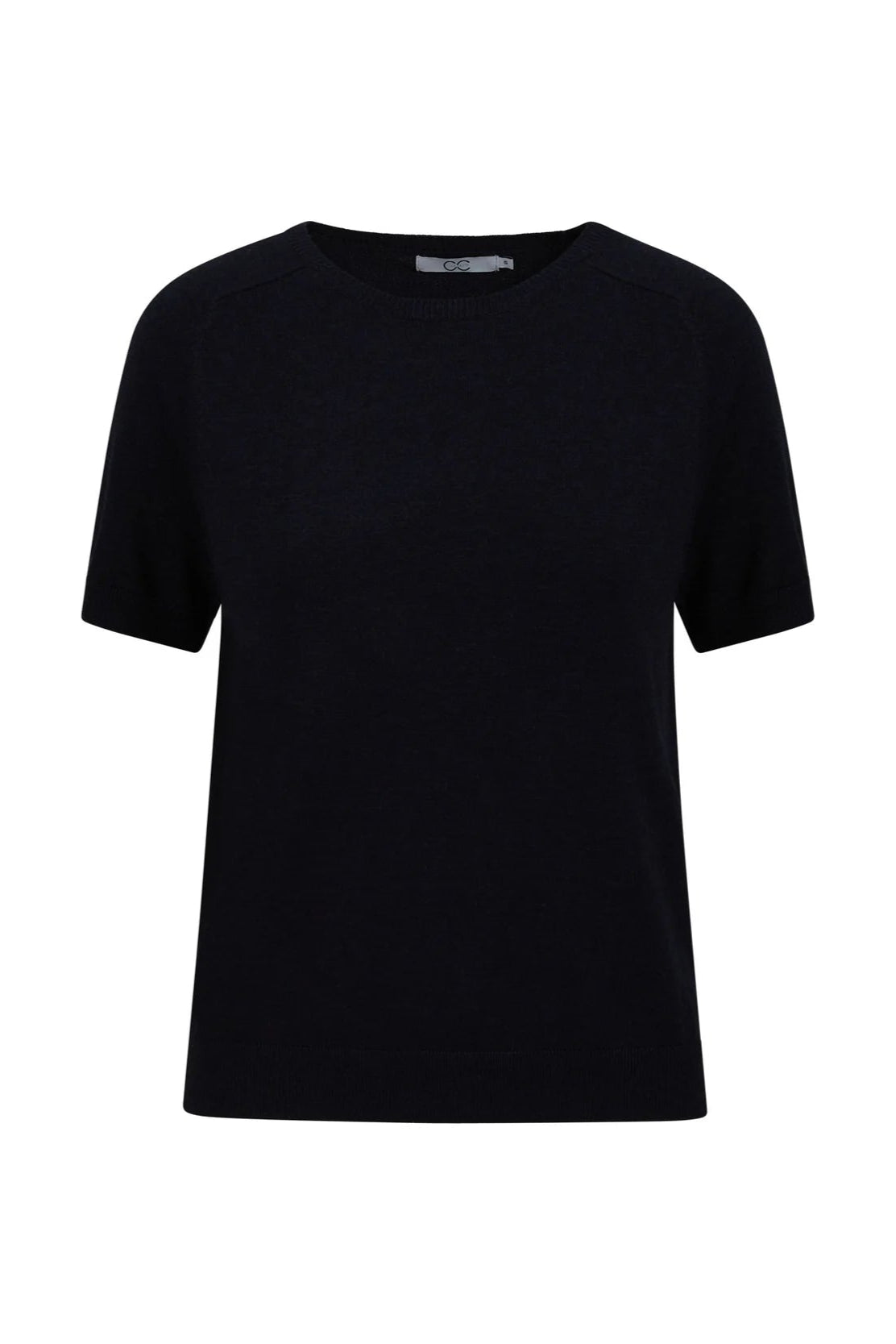 Sort T-shirt med rund hals og korte ærmer. Enkel og regulær pasform, ideel til basisgarderoben.