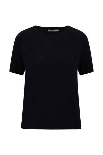 Sort T-shirt med rund hals og korte ærmer. Enkel og regulær pasform, ideel til basisgarderoben.