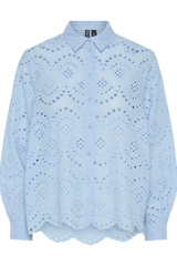 Pieces - Skjorte - Blå broderi anglaise - Vilde