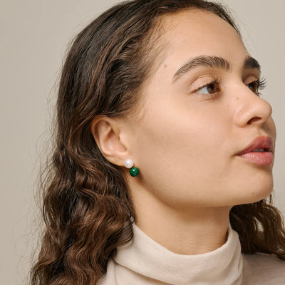 Enamel - Øreringe - Gold/Green - Columba