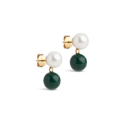 Enamel - Øreringe - Gold/Green - Columba