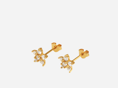 Andcopenhagen - Earrings - 18 carat gold plated 925 sterling silver - Viola flowers