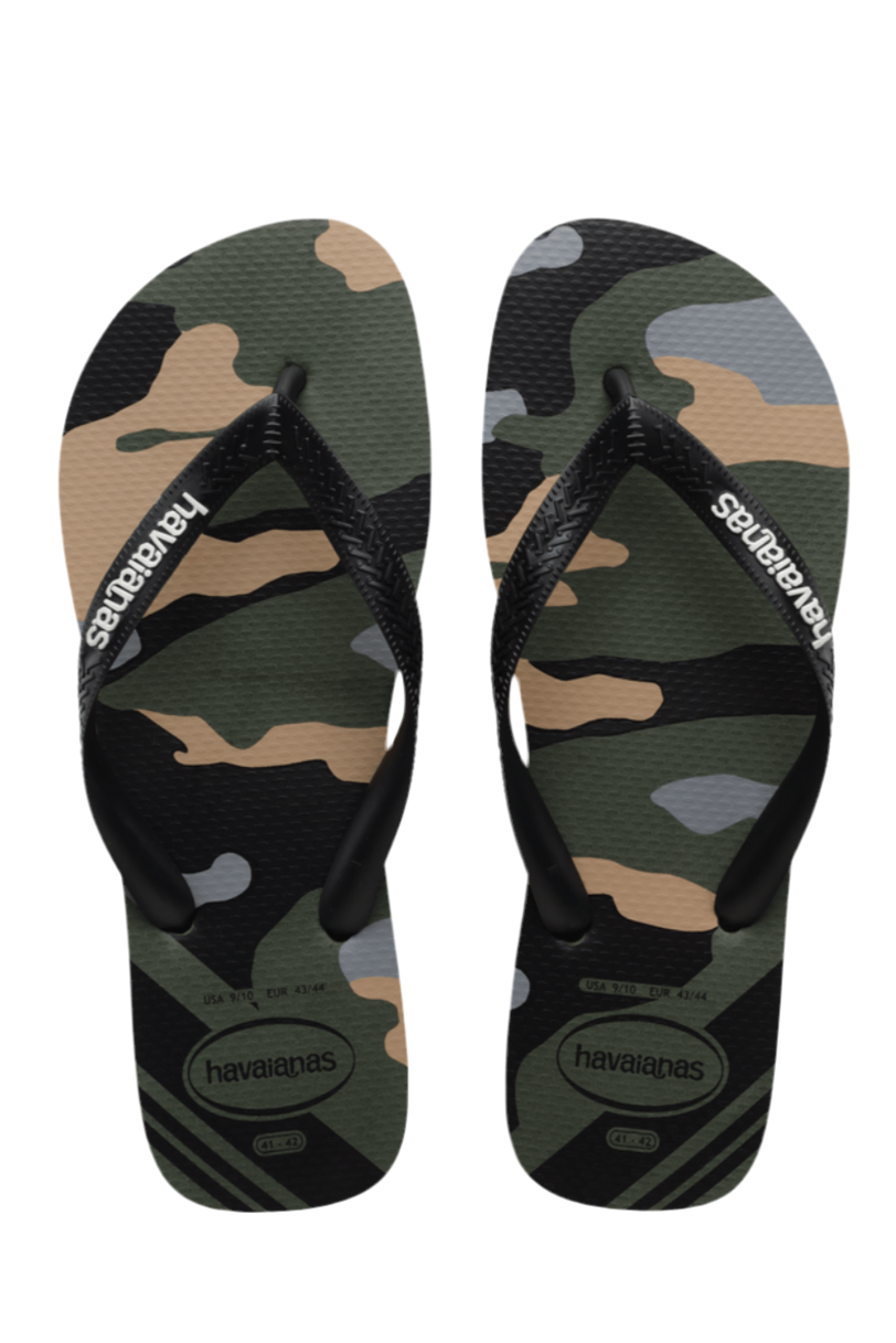 HAVAIANAS - Brasil Logo Camu Olive Green Black - Flip flops sss