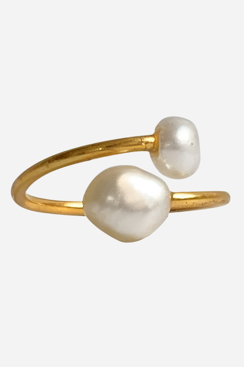 Ibu Jewels - Håndlavet ring - Double pearl - PL