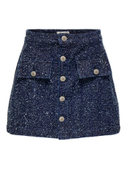 Only - Boucle Denim Nederdel - Dark Blue Denim - Aman