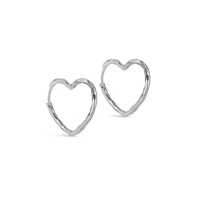 Enamel - Øreringe - Silver - Organic heart medium