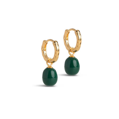 Enamel - Øreringe - Gold/Green - Significant