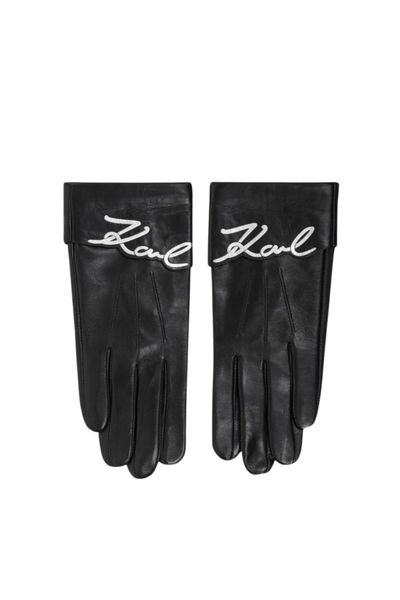 Karl Lagerfeld -  Læder handsker - Sort - SIGNATURE LEATHER FF GLOVE