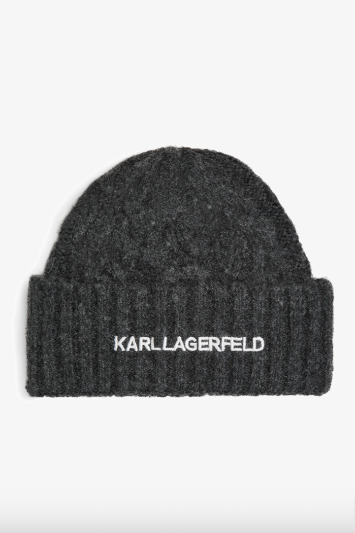 Karl Lagerfeld - Hue - Dark Grey - Cable Knit Beanie