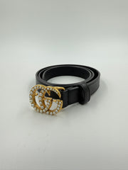 Gucci - GG Black Leather Torchon Double G Buckle Belt - Secondhand