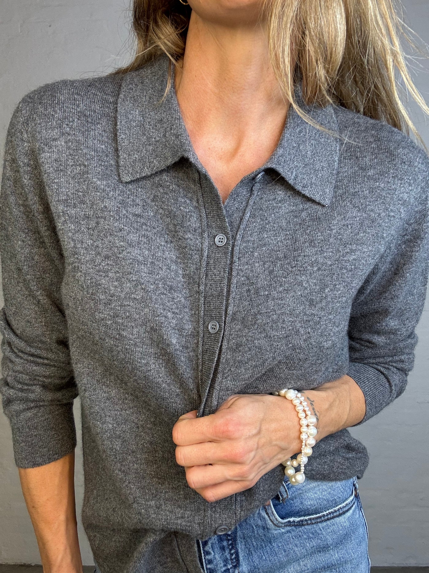 Sassy Copenhagen - 100% Cashmere polo - Grey - Samara sss