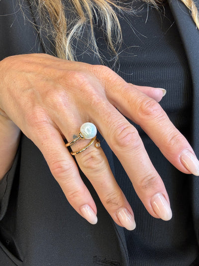 Andcopenhagen - Ring - 18 karat guldbelagt messing - White Pearl