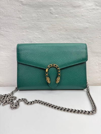 Gucci - Dionysus GG supreme chain wallet grøn - Crossbody taske - Secondhand