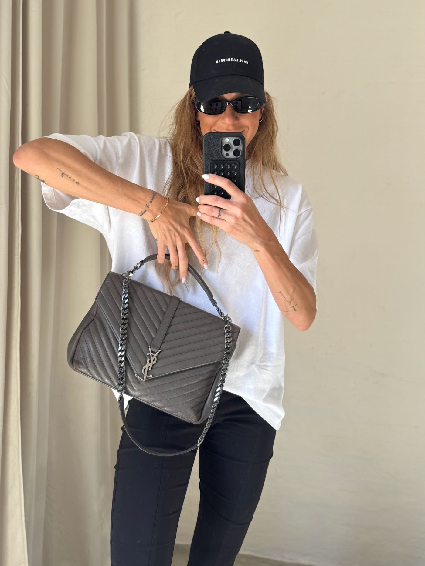 YSL - College quilted - Grey - Secondhand
