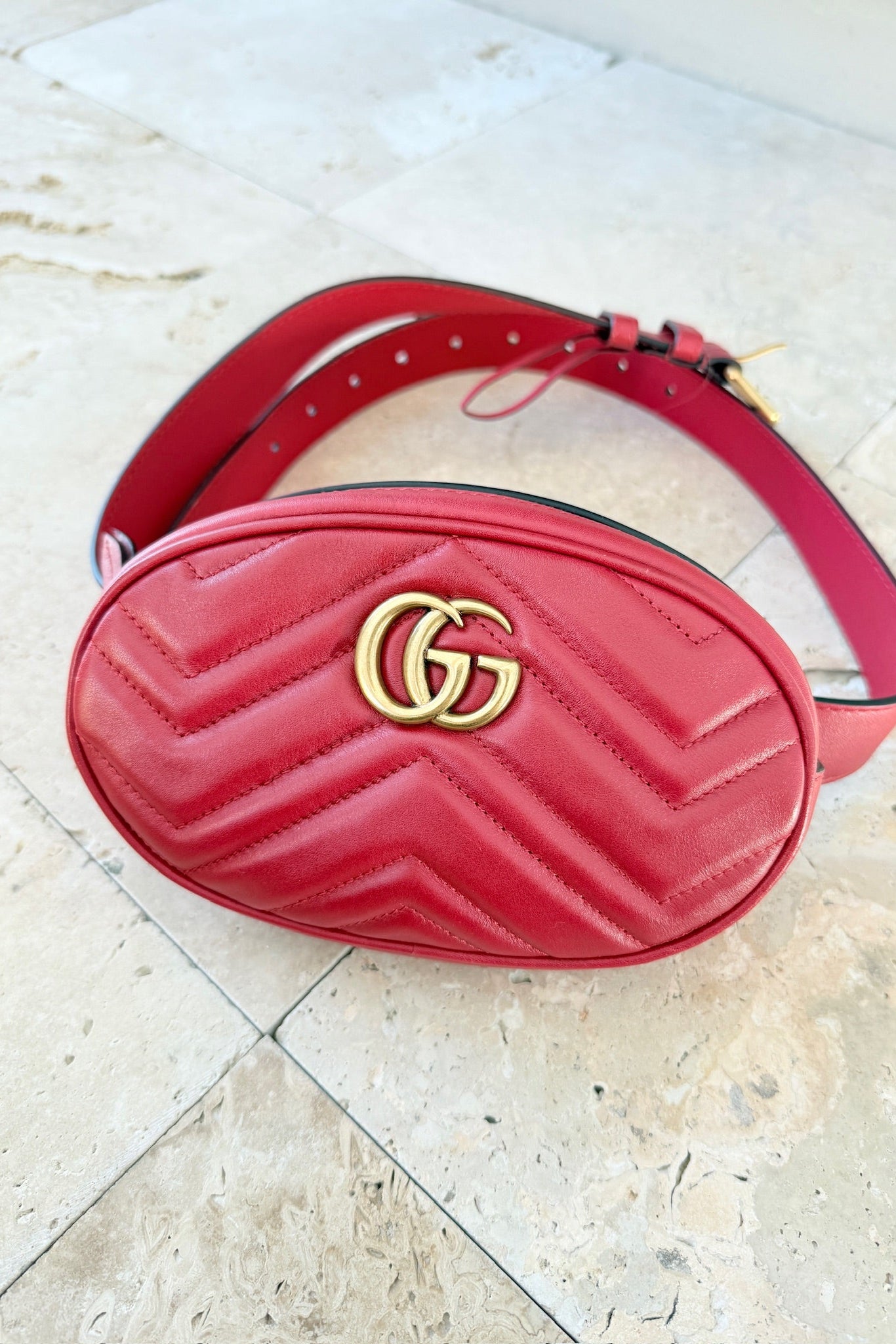 Gucci - GG Marmont bæltetaske - Rød - Secondhand