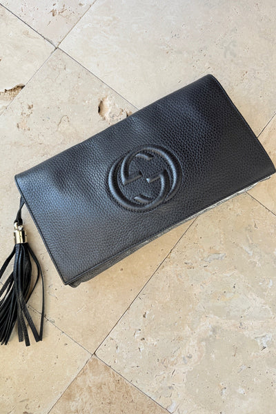 Gucci - GG Soho Leather Clutch - Sort - Secondhand